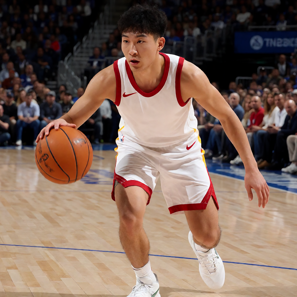 NBA篮球比赛场景，球员在球场上竞技